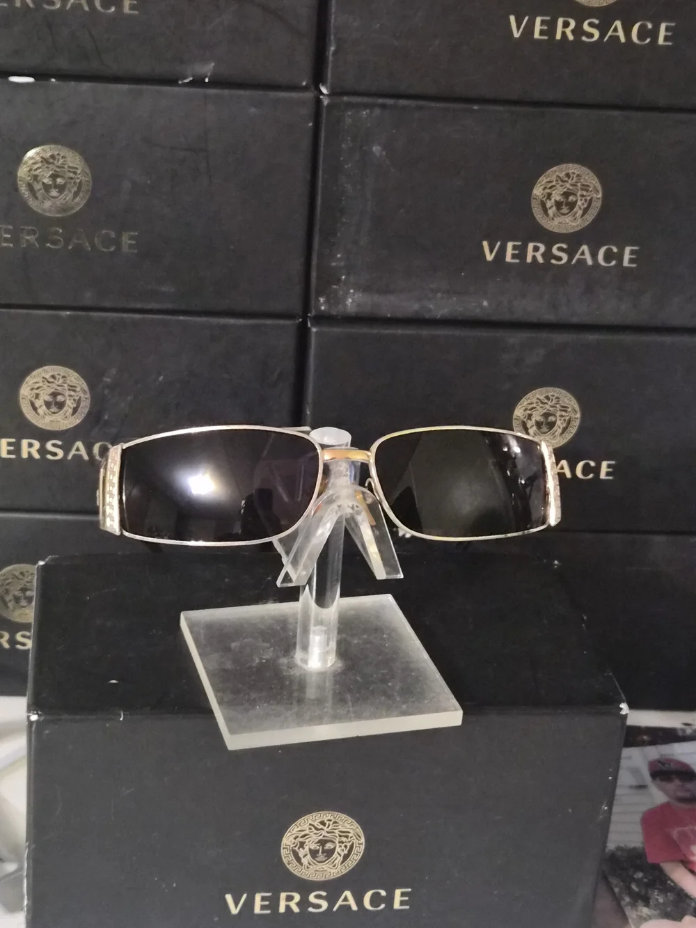 Dead Stock Versace Sunglasses Mod 2021 Woodgrain And Gold